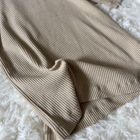 Yumi Ribbed 3/4 Sleeve Top Size M Beige - Picture 4 of 7
